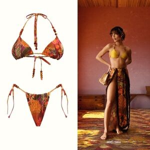 Andrea Iyamah Vibrant Red and Orange String Bikini